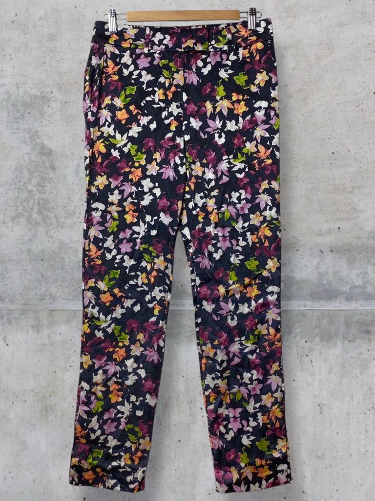 Equipment Florence Floral Printed Silk High Waisted Trouser Pants Eclipse Xs